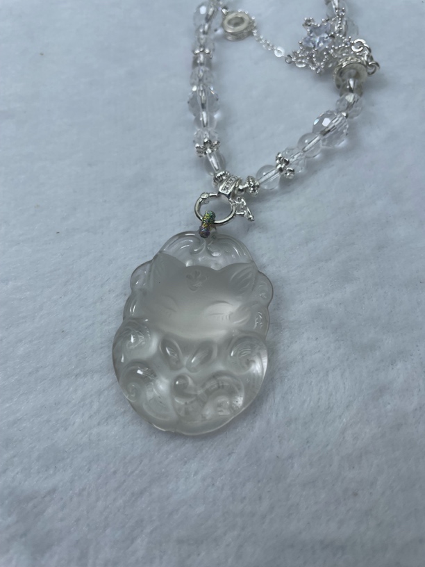 ［原创］白水九尾狐吊坠可爱小仙狐项链特级紫水晶手串