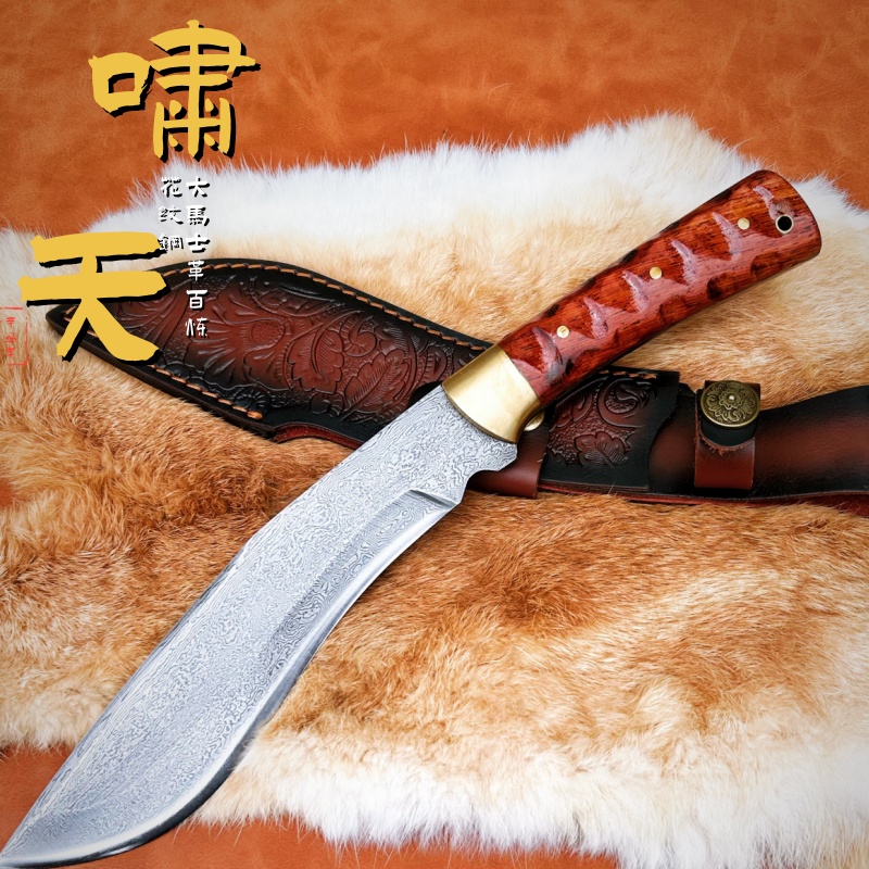 百炼花纹钢手工锻打多功能柴刀未开刃