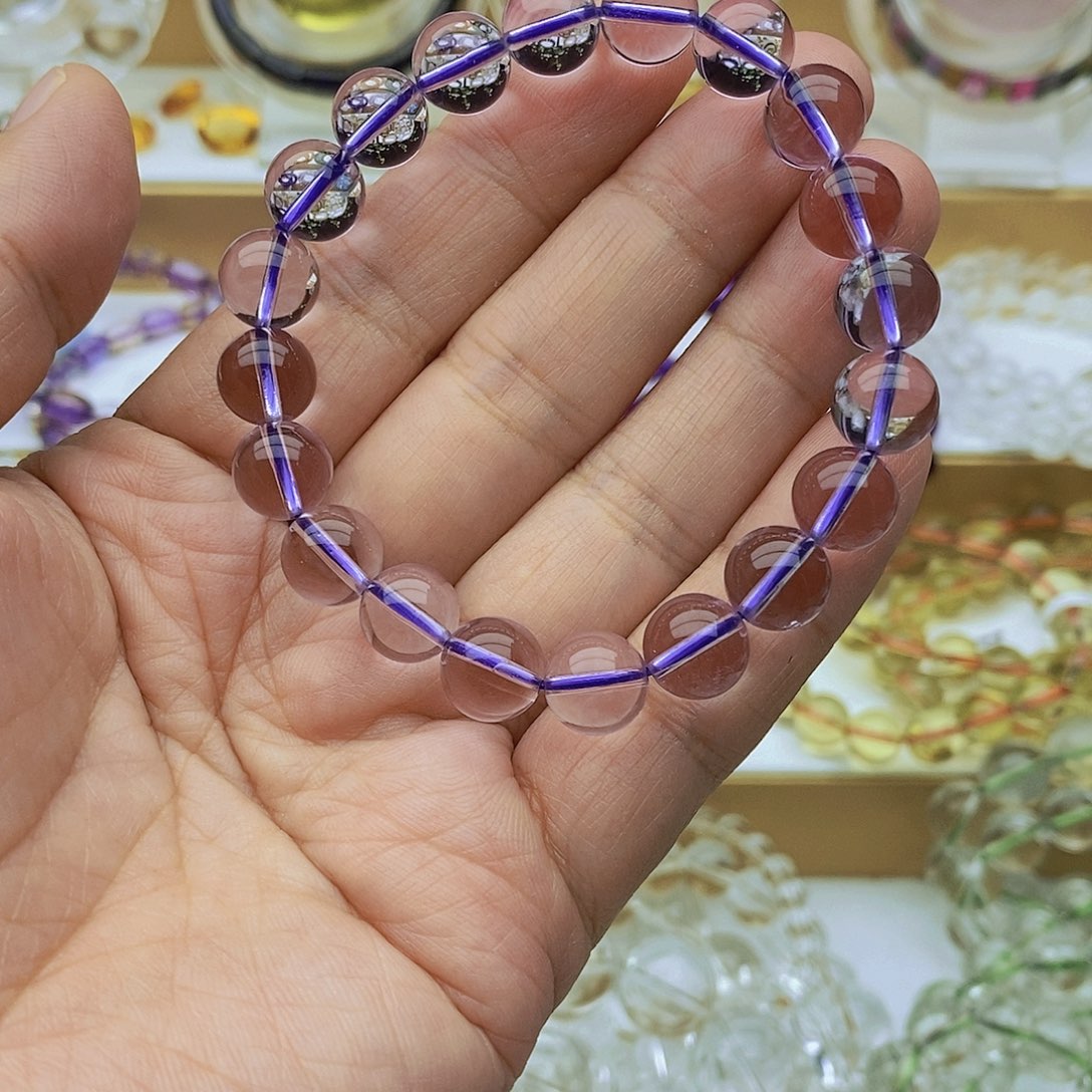 水晶手链未镶嵌天然玻紫9mm