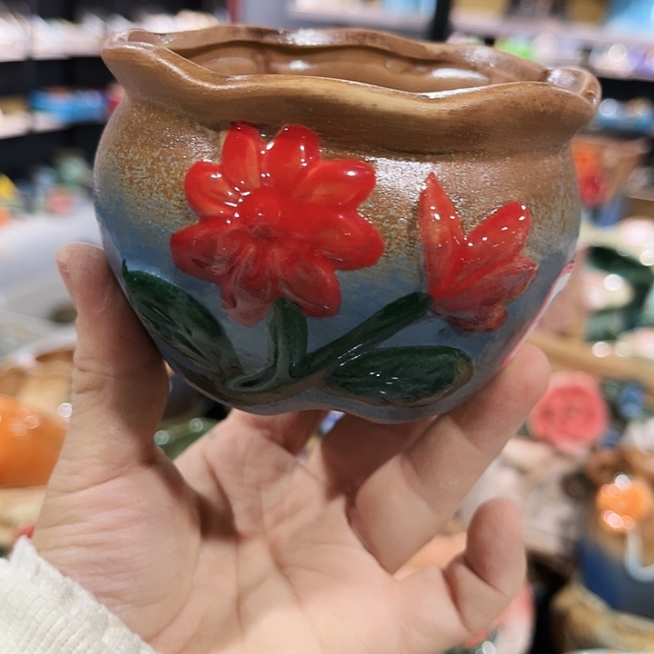 瓷片花盆多肉植物艺术品