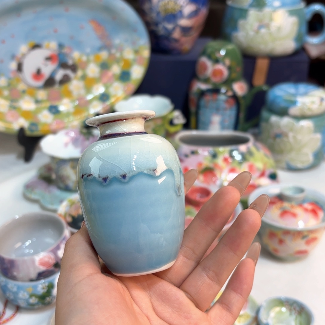 景德镇手绘高温釉下彩陶瓷茶具