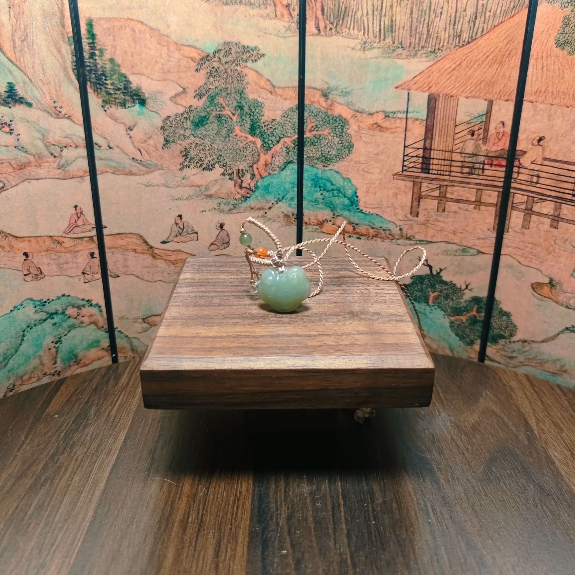 N和田玉平安锁吊坠3691