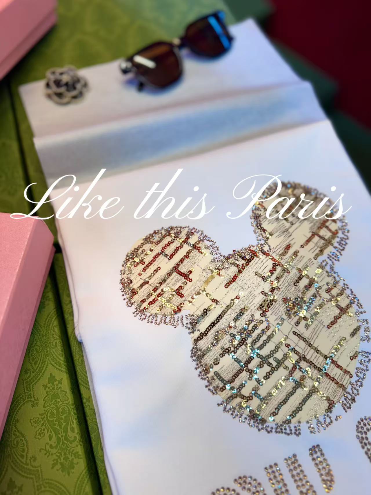 【金色米奇】ss25年新款 重工水钻手工彩绘工艺 时尚高级短袖百搭