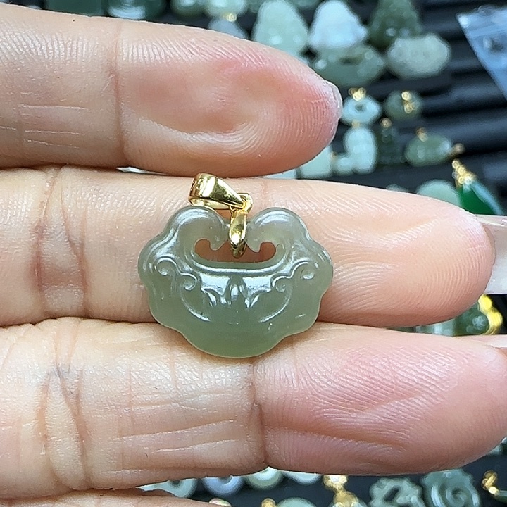 和田玉吊坠(不含链)银S925镶嵌