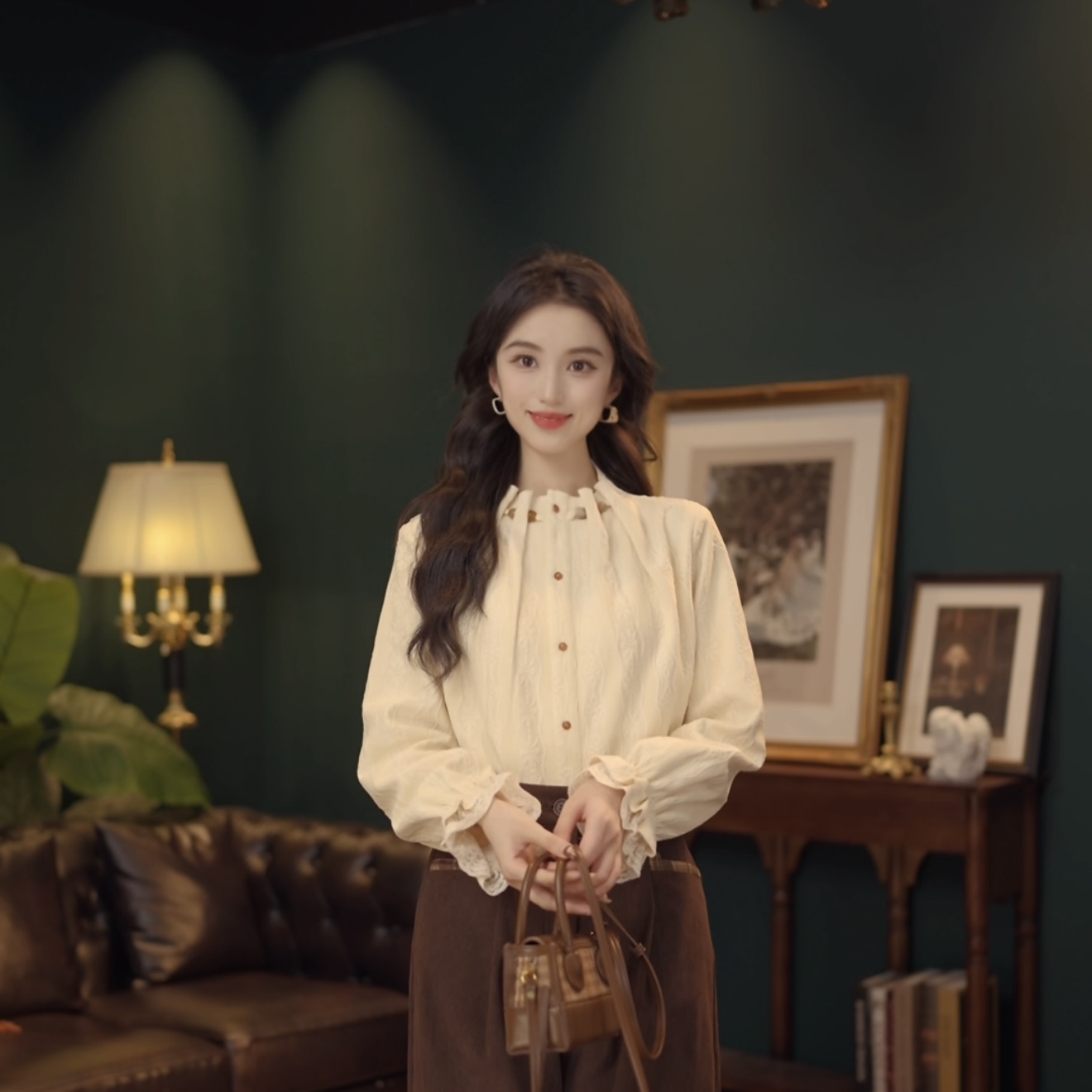 琦琦【冬日祝福】复古港风秋冬厚款休闲百搭衬衫上衣YE0708507