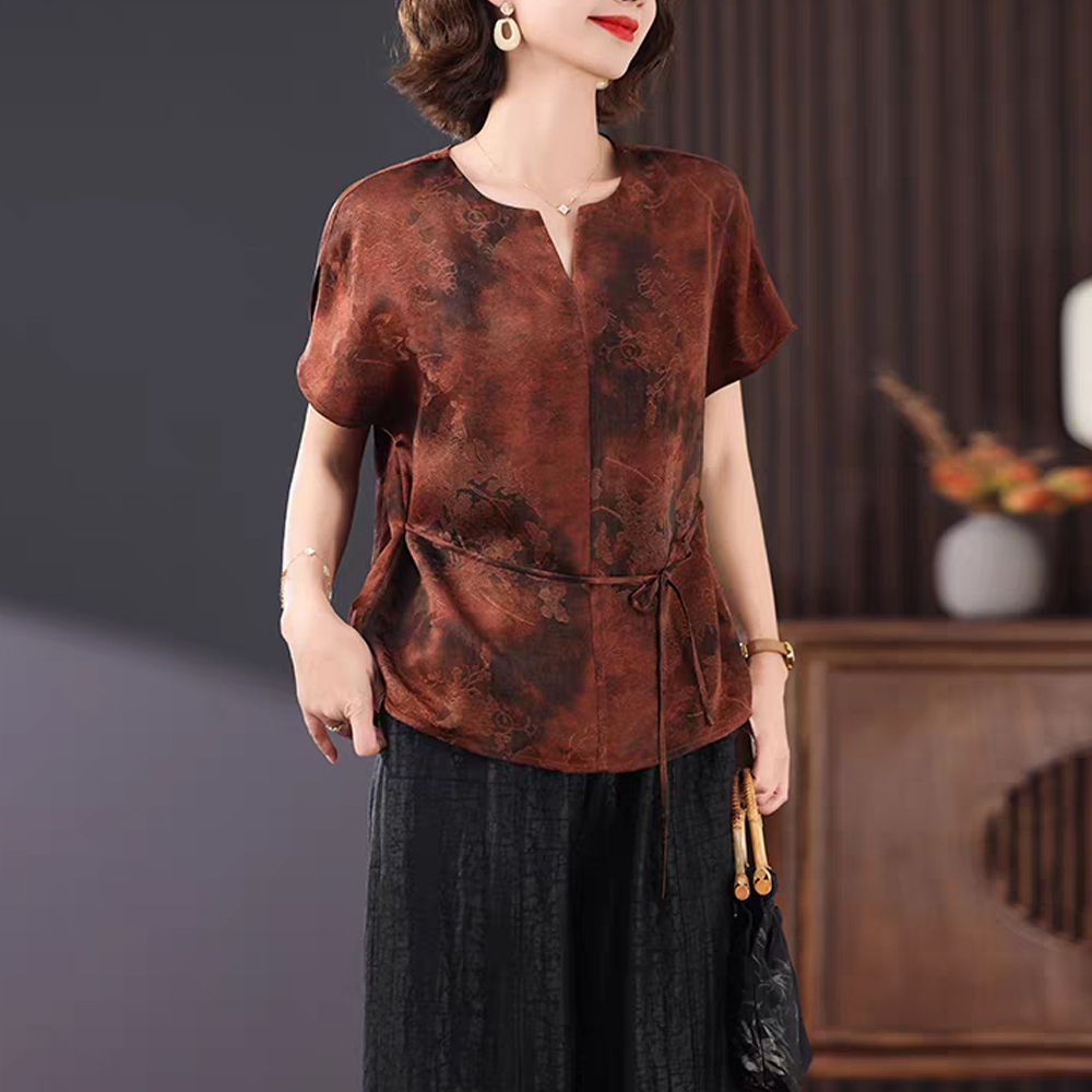 【白雪.荐选】香云纱桑蚕丝套装上衣裤子真丝A23