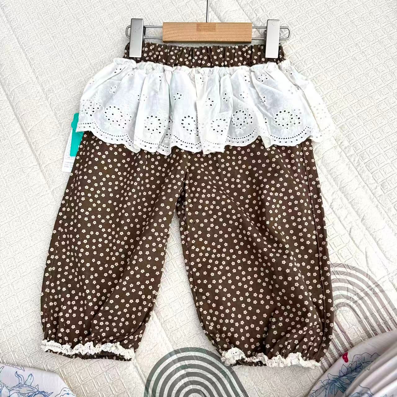 品牌童装夏季新品女童纯棉花边九分裤休闲扎染舒适裤子XGSK53666