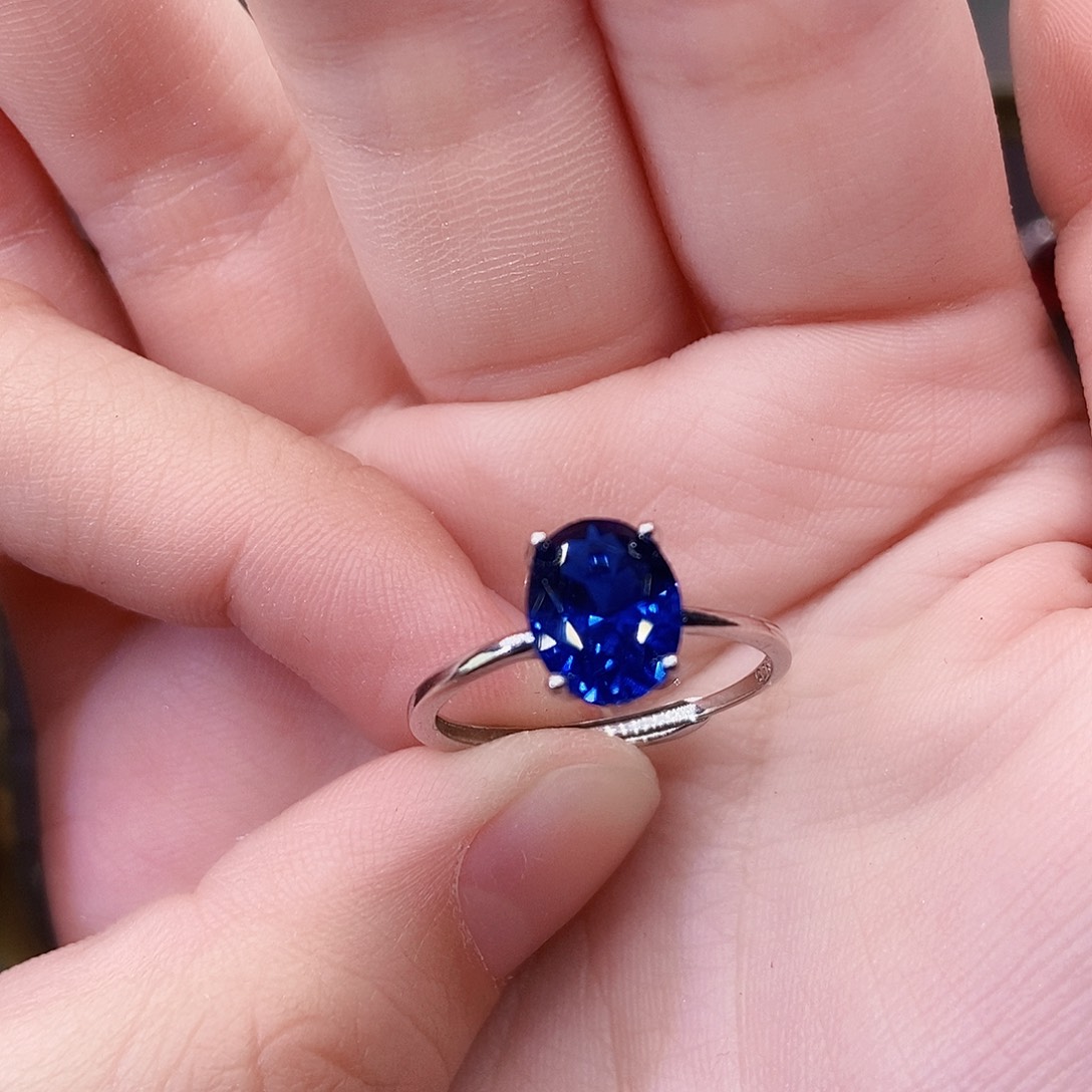 银S925镶嵌蓝宝石戒指