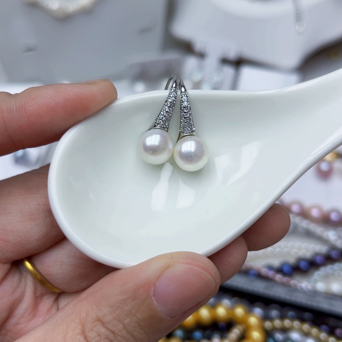 淡水珍珠耳饰银S925镶嵌