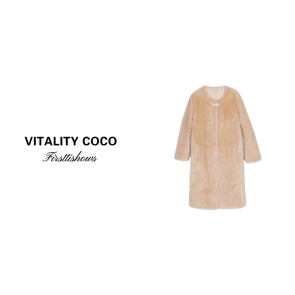 「VITALITY COCO」24秋冬上新热卖休闲时尚皮毛一体中长款大衣1586