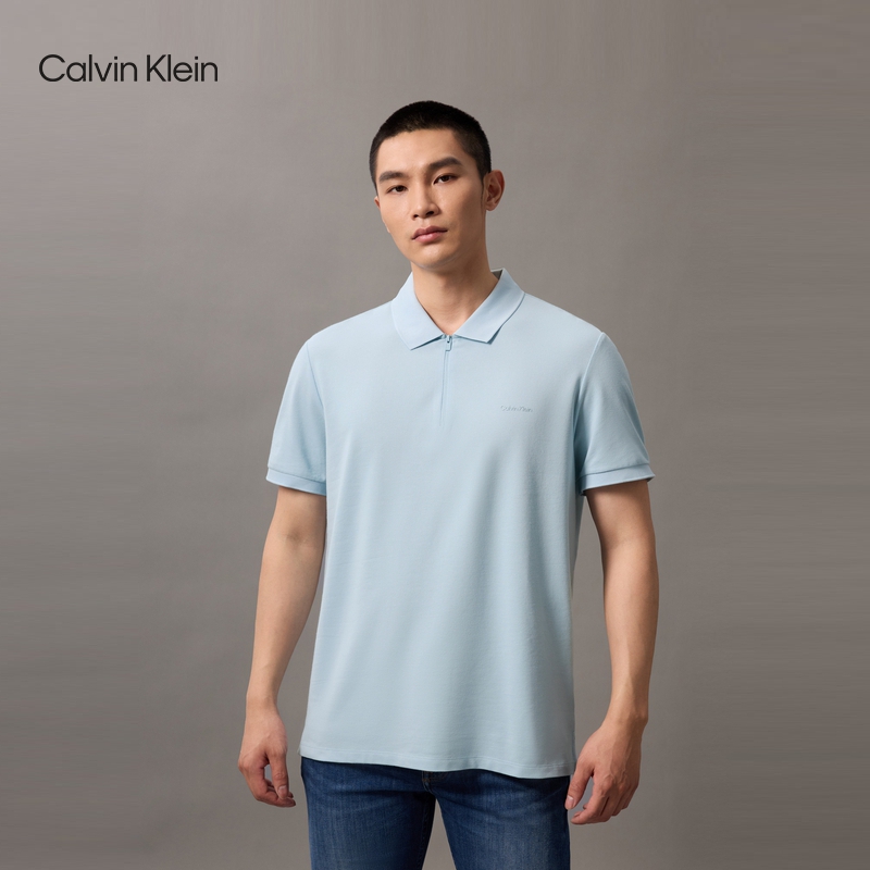 【吸湿速干】CK Jeans25春夏新款男士休闲通勤半拉链POLO 40QM421