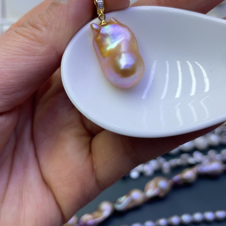 淡水珍珠吊坠(不含链)银S925镶嵌