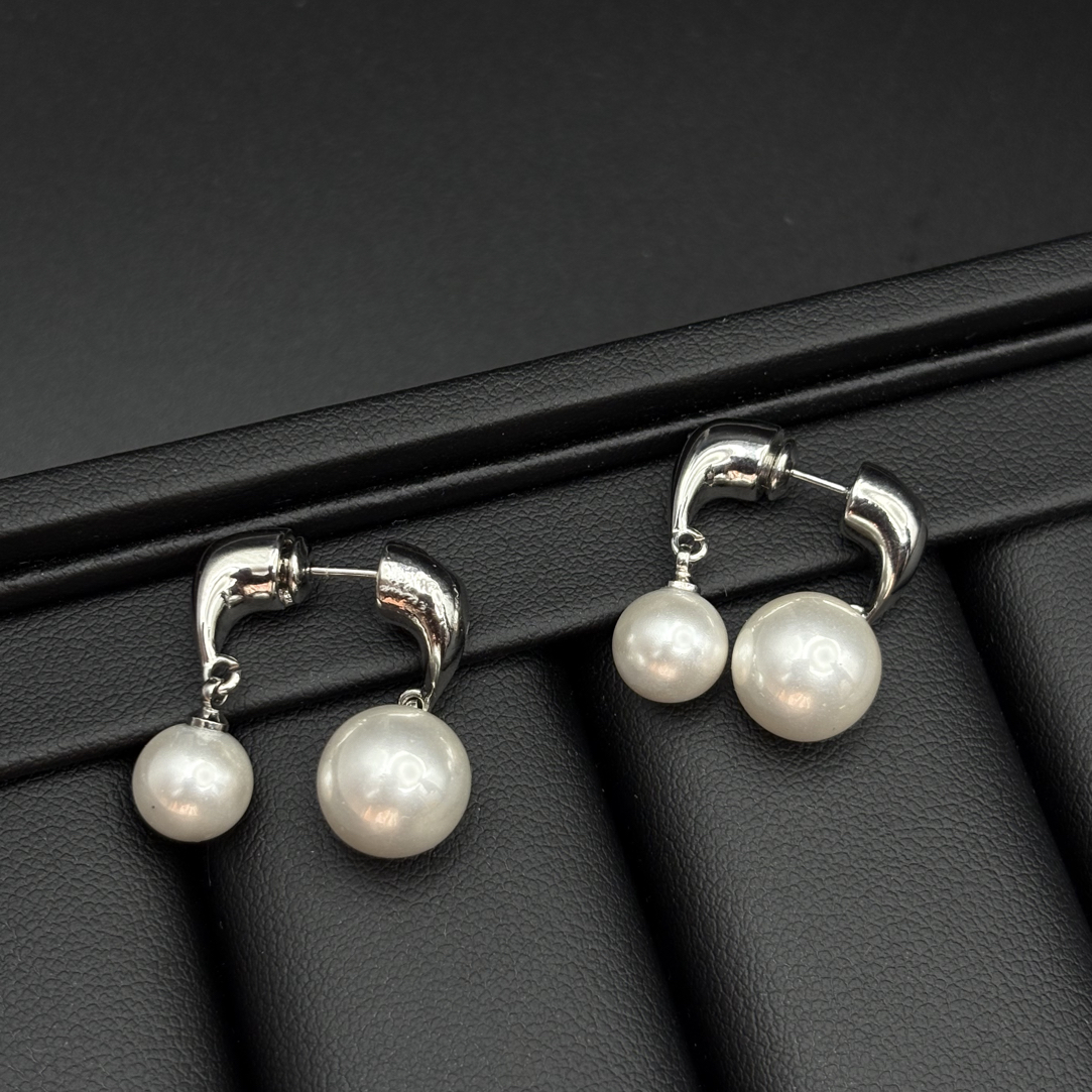 铜合金仿珍珠耳饰 气质优雅时尚两戴耳坠小众设计感百搭轻奢耳饰