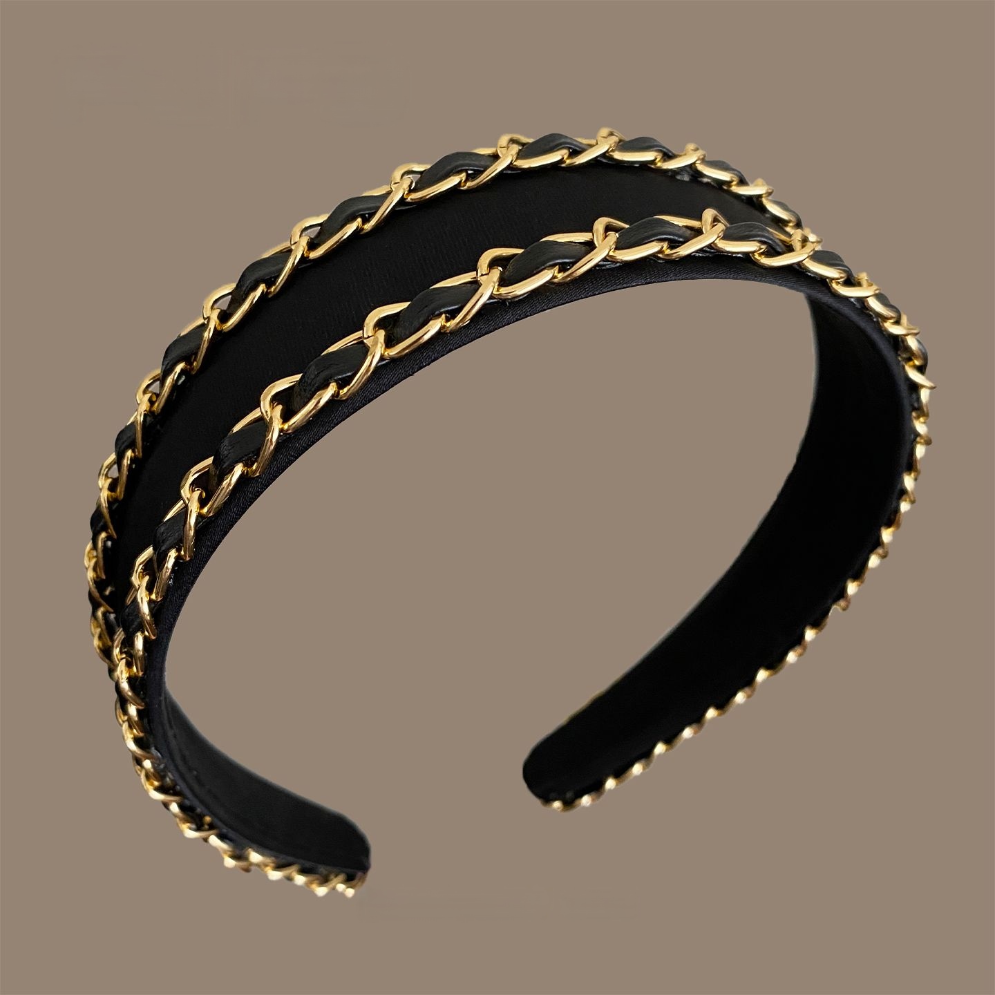 韩国气质甜酷风双边小香链条宽边发箍女高级感百搭洗脸外出头箍新