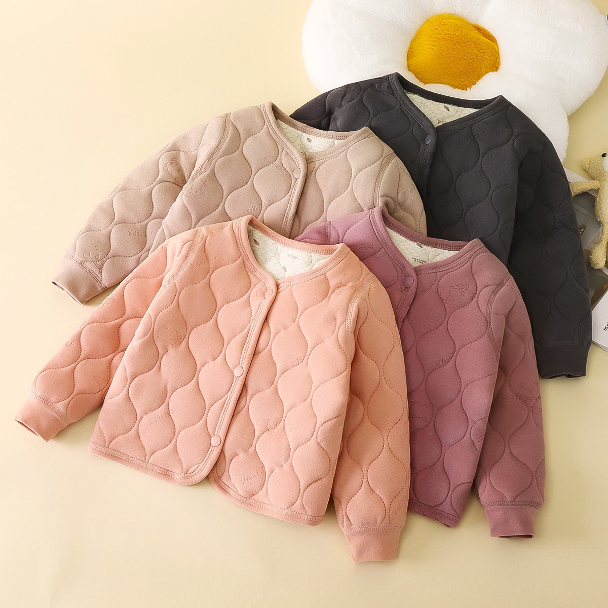 三层夹棉儿童校服打底秋冬新款男童加厚学生保暖棉服女童内胆棉D