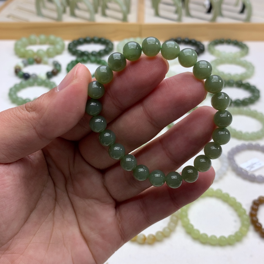 和田玉手串（碧玉7.8）未镶嵌