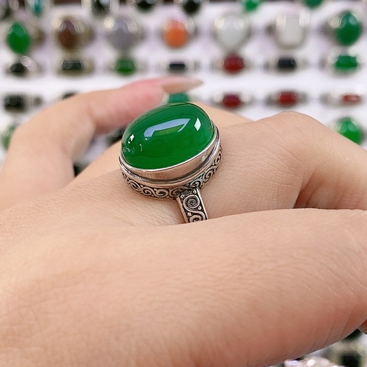 银S925镶嵌戒指玛瑙/玉髓