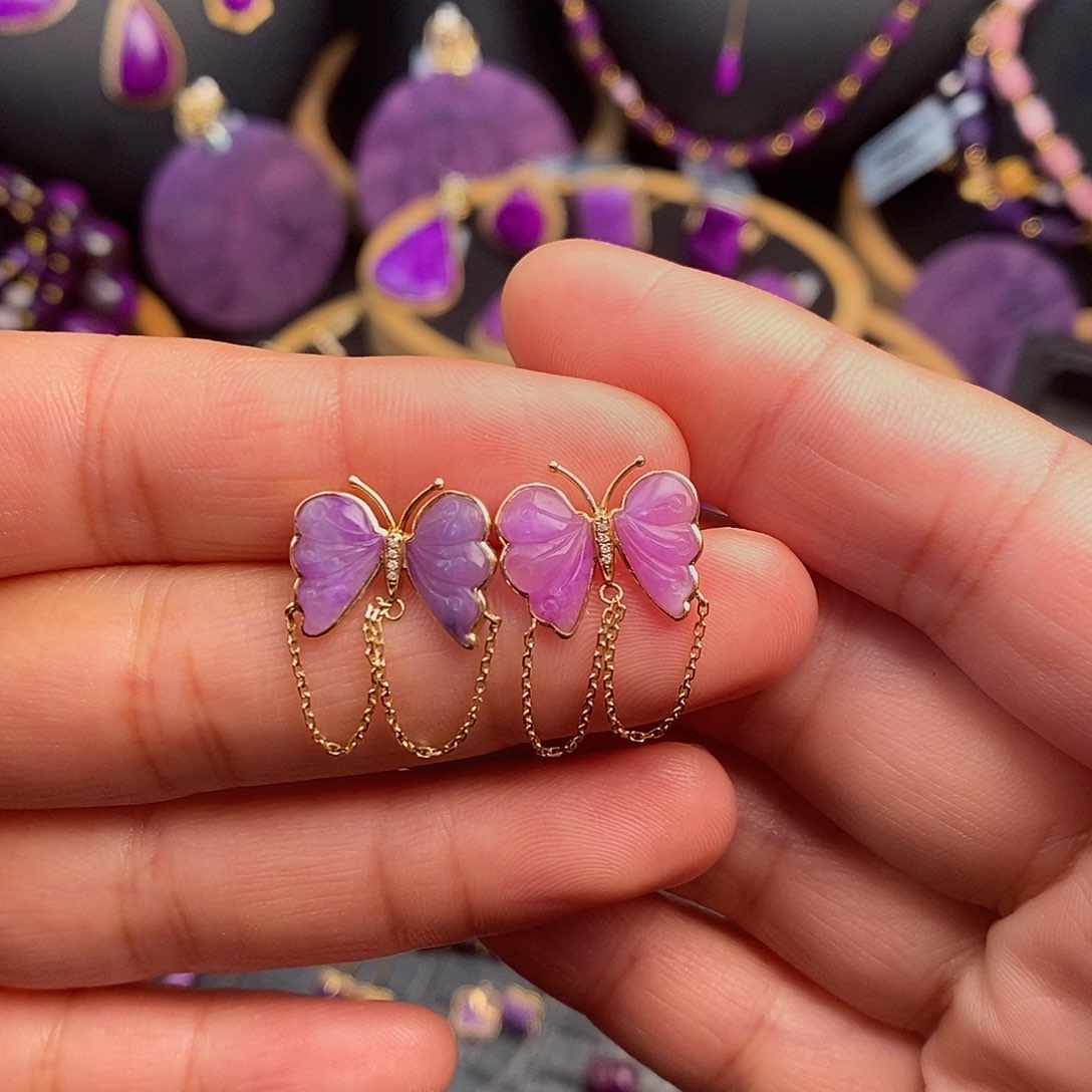 苏纪石（舒俱来）耳饰18K金镶嵌