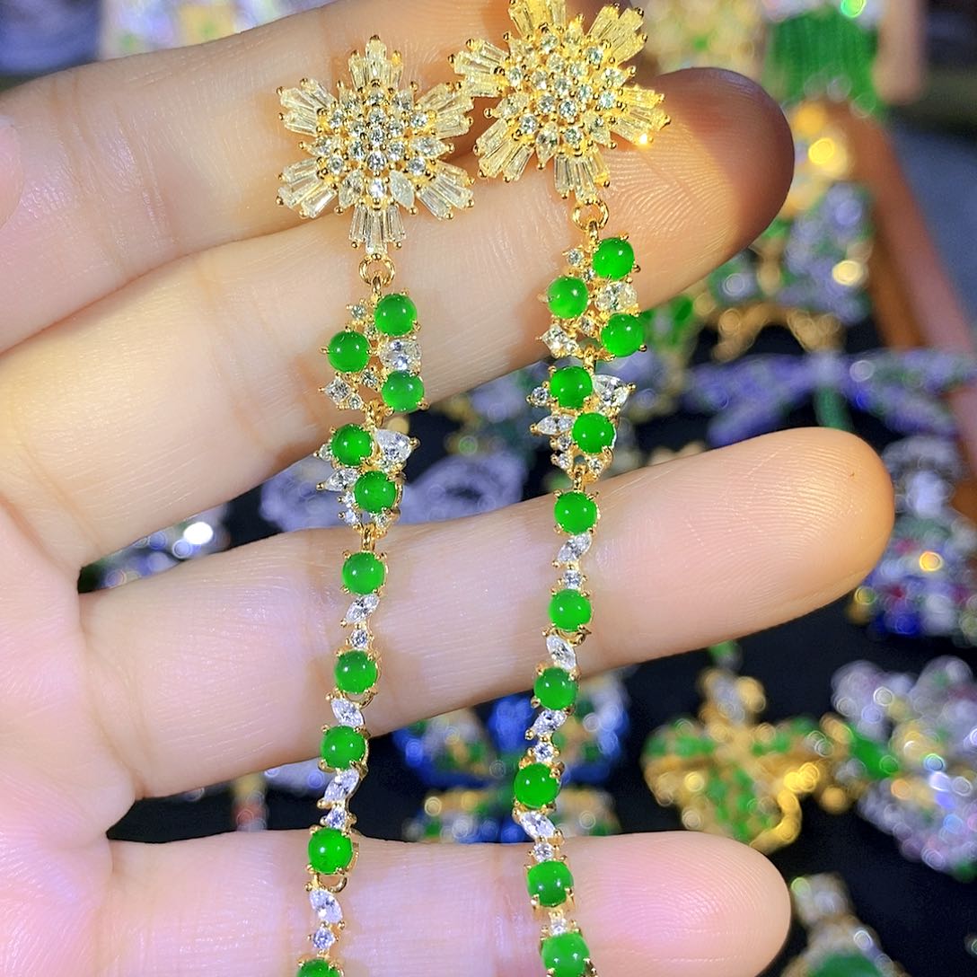 吊坠(不含链)银S925镶嵌翡翠