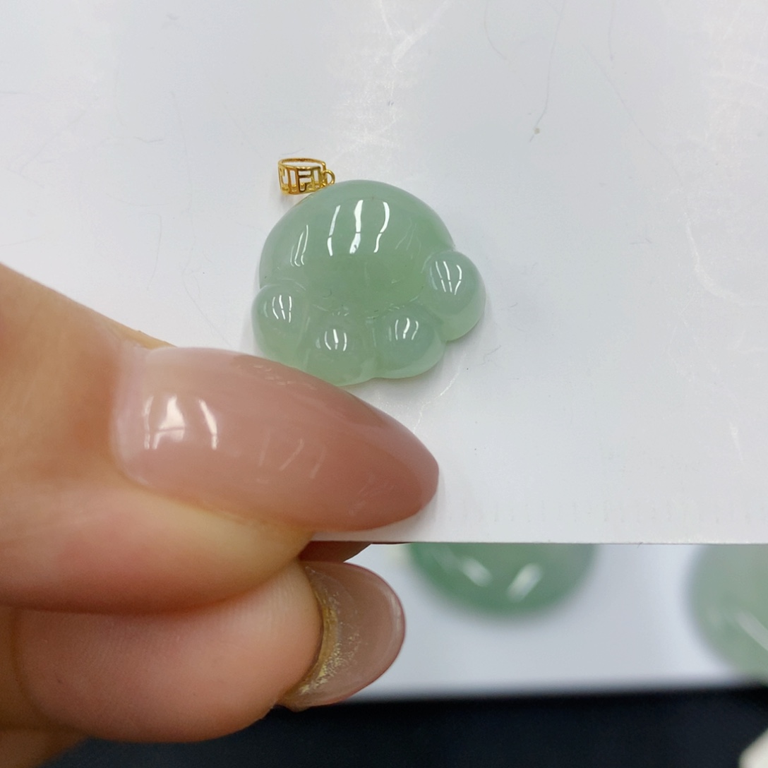 翡翠颈饰18K金镶嵌翡翠首饰18k金镶嵌猫爪