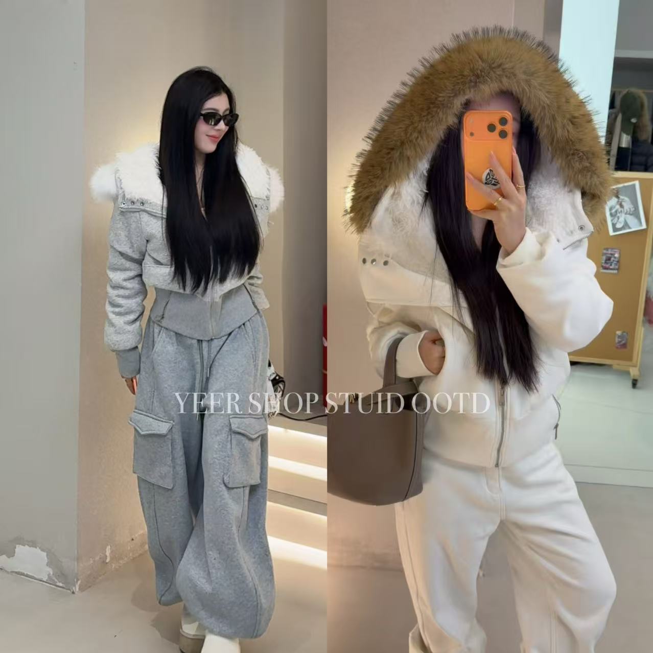 YEER·SHOP 【慢性生活～】爷儿冬日时尚韩系松弛百搭两色毛领外套