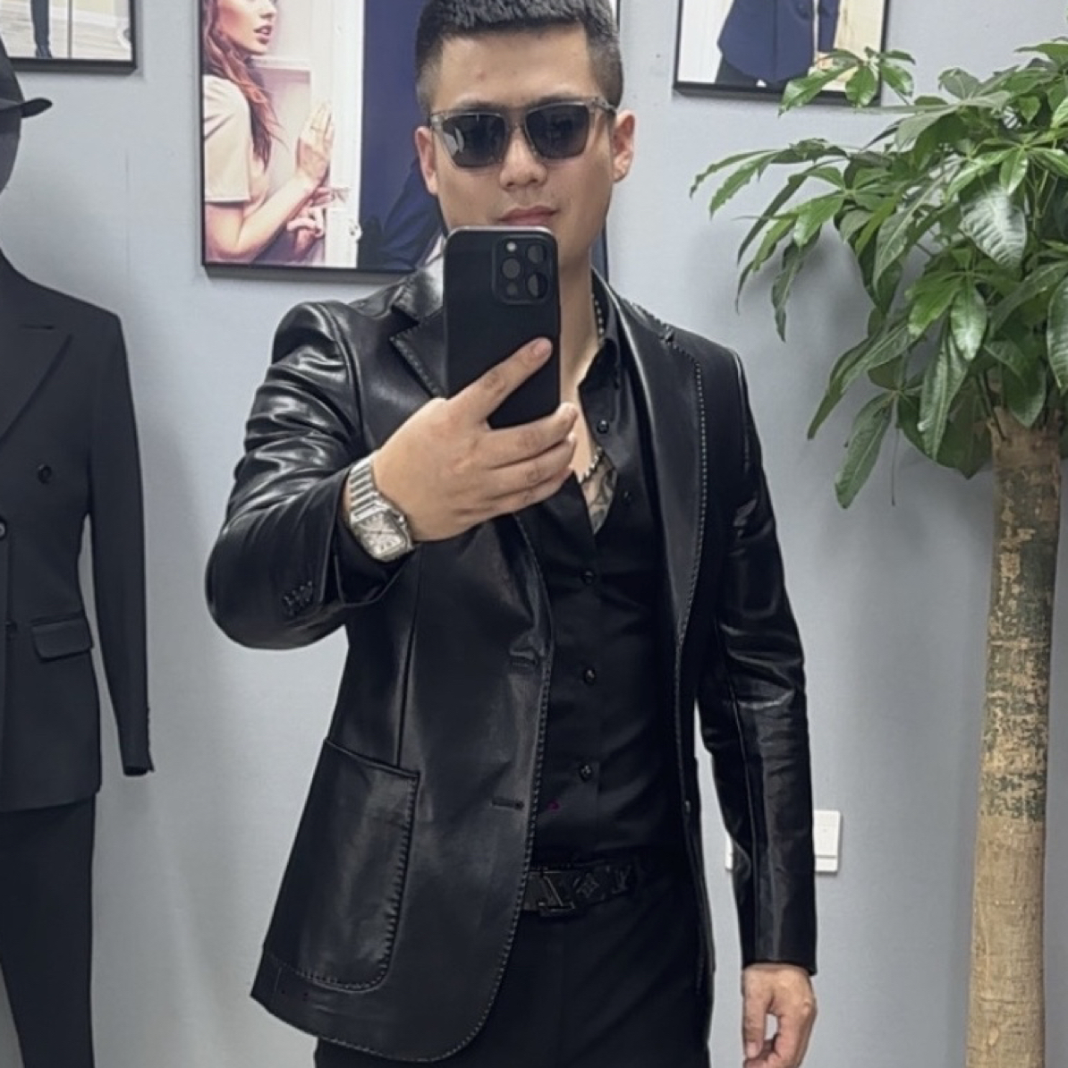 DX9908 男士秋冬款痞帅皮衣男装上衣休闲西服男款后双开叉