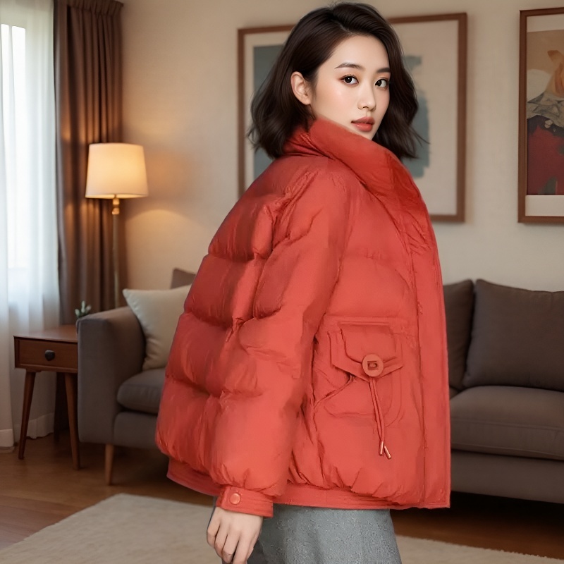 2025秋冬新款羽绒服女韩版立领保暖时尚白鸭绒外套