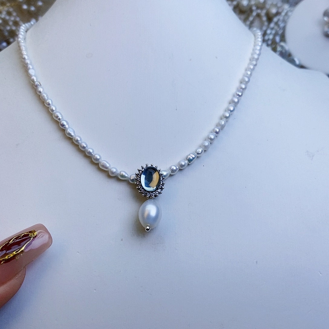 淡水珍珠颈饰银S925镶嵌