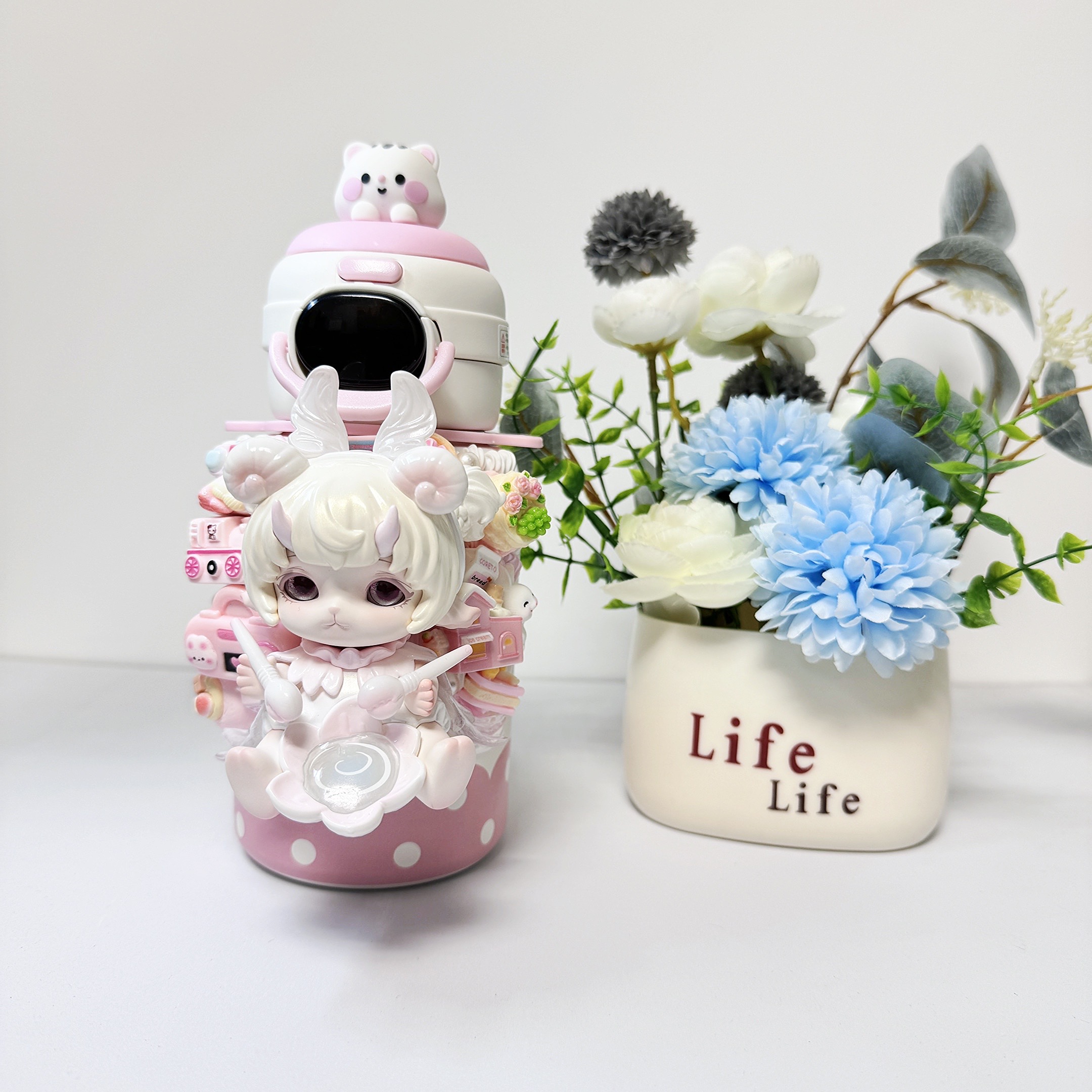 纯手工DIY 【保温杯】创意diy手工制作奶油胶潮玩摆件