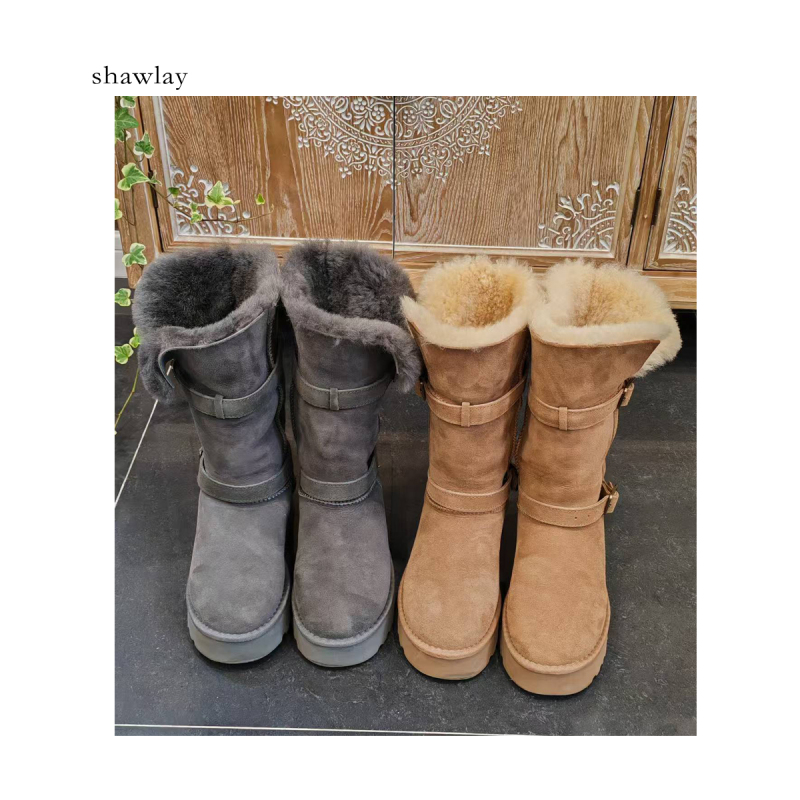 冬季百搭保暖加绒雪地靴女中筒防滑棉靴SH2142