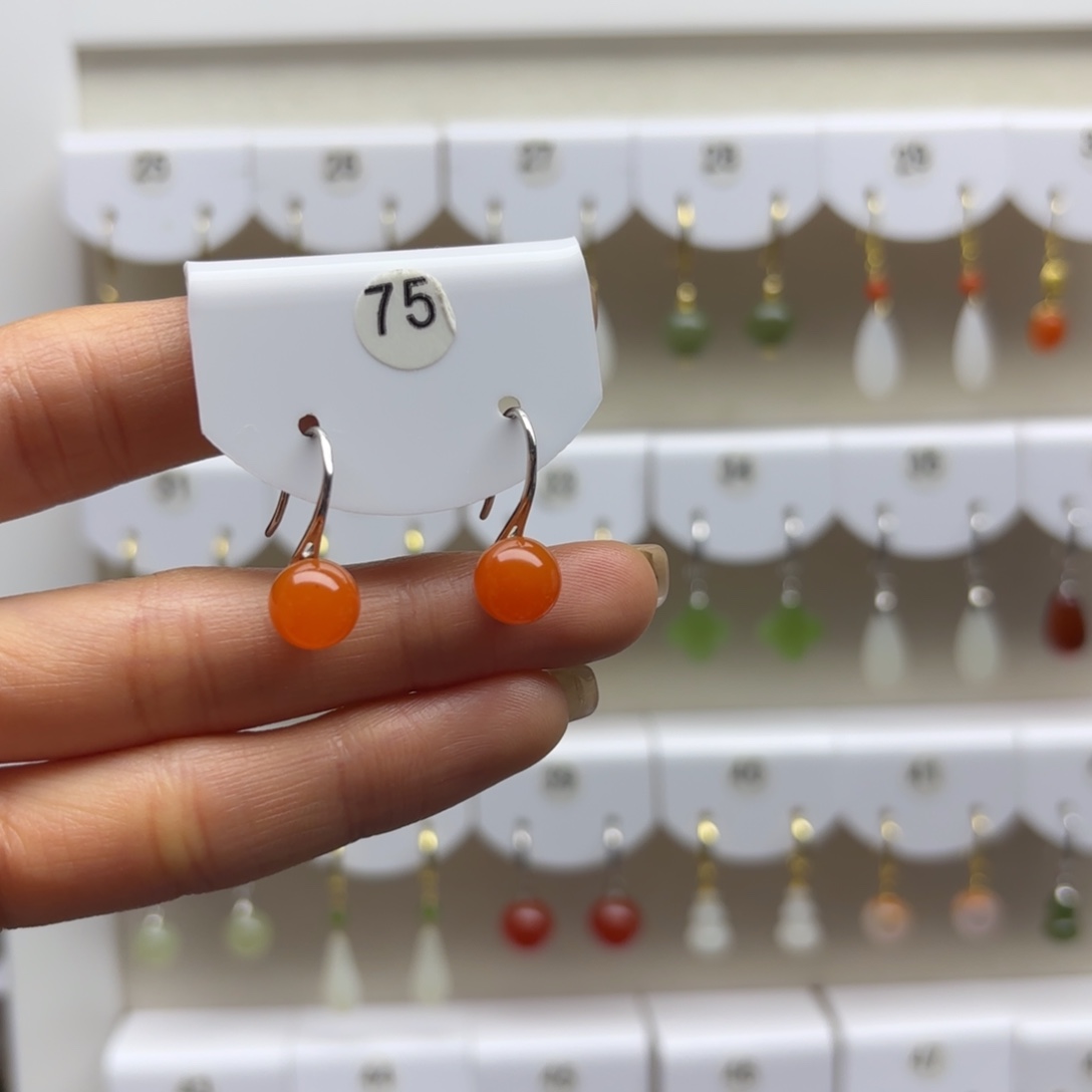 阳***5南红玛瑙银S925镶嵌耳饰