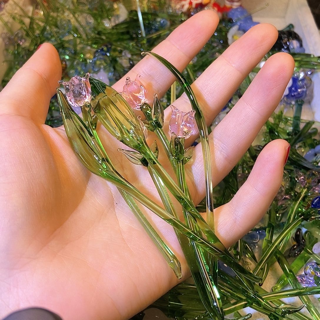 琉璃手工艺品一套透粉