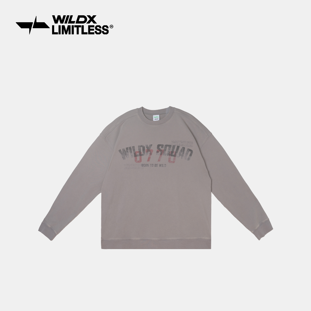 WildX 「0770」水洗做旧纯棉圆领秋冬重磅宽松美式情侣套头卫衣