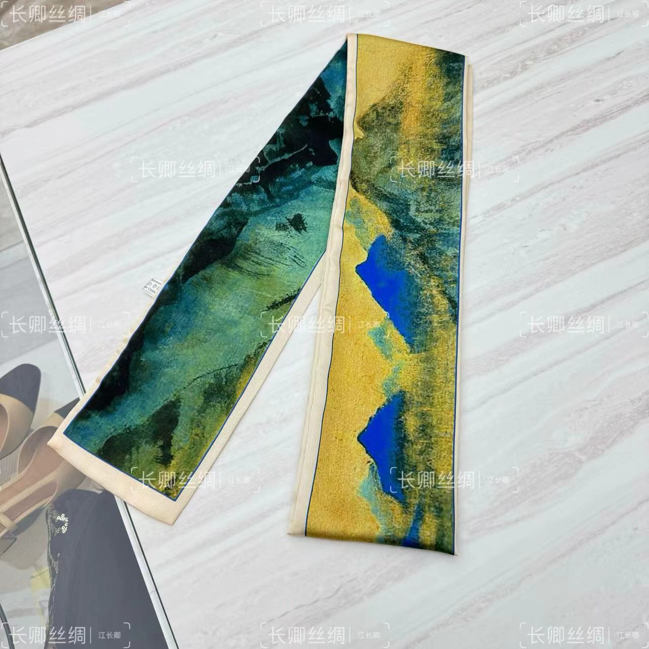 下 长卿【千里江山】丽锦缎轻奢高定国风飘带13*150（H012）