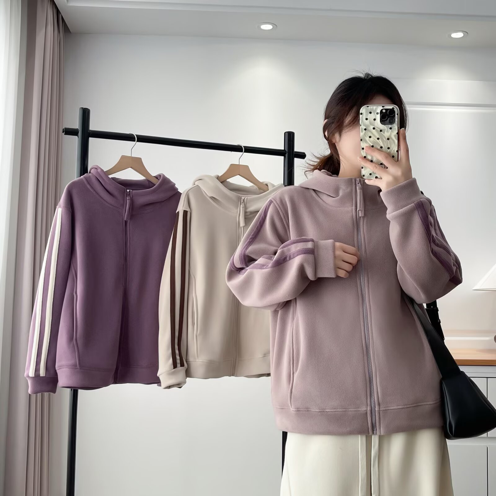 冬日暖阳！2025冬季新款双面加绒时尚保暖加厚连帽外套5657