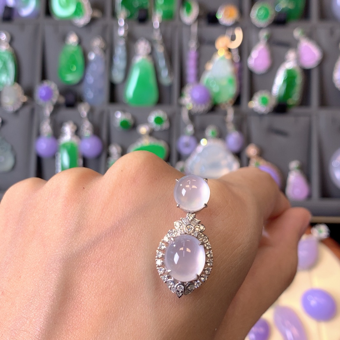 吊坠(不含链)18K金镶嵌翡翠