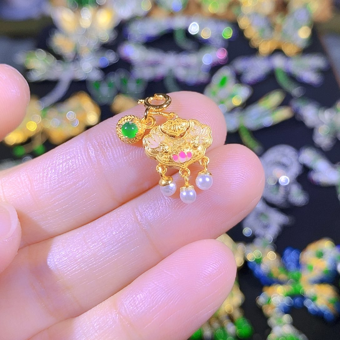 吊坠(不含链)银S925镶嵌翡翠