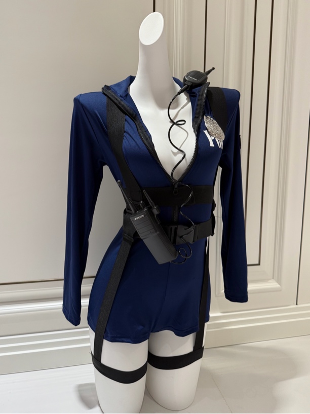 「暮色」性感搜查*御姐气质显瘦cos女警制服紧身诱惑包臀长袖连体衣