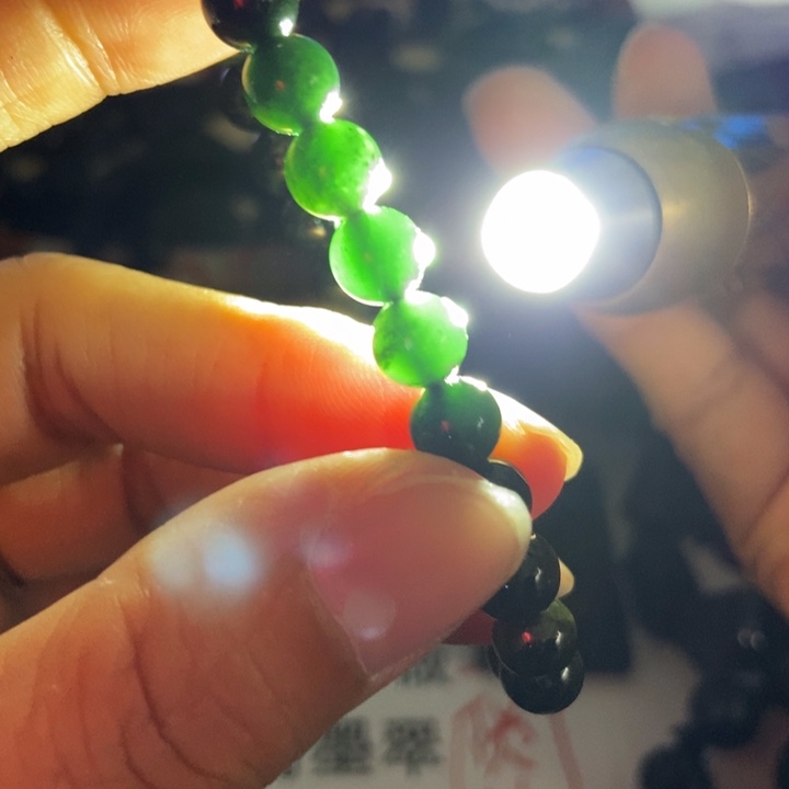 翡翠未镶嵌手链墨翠7