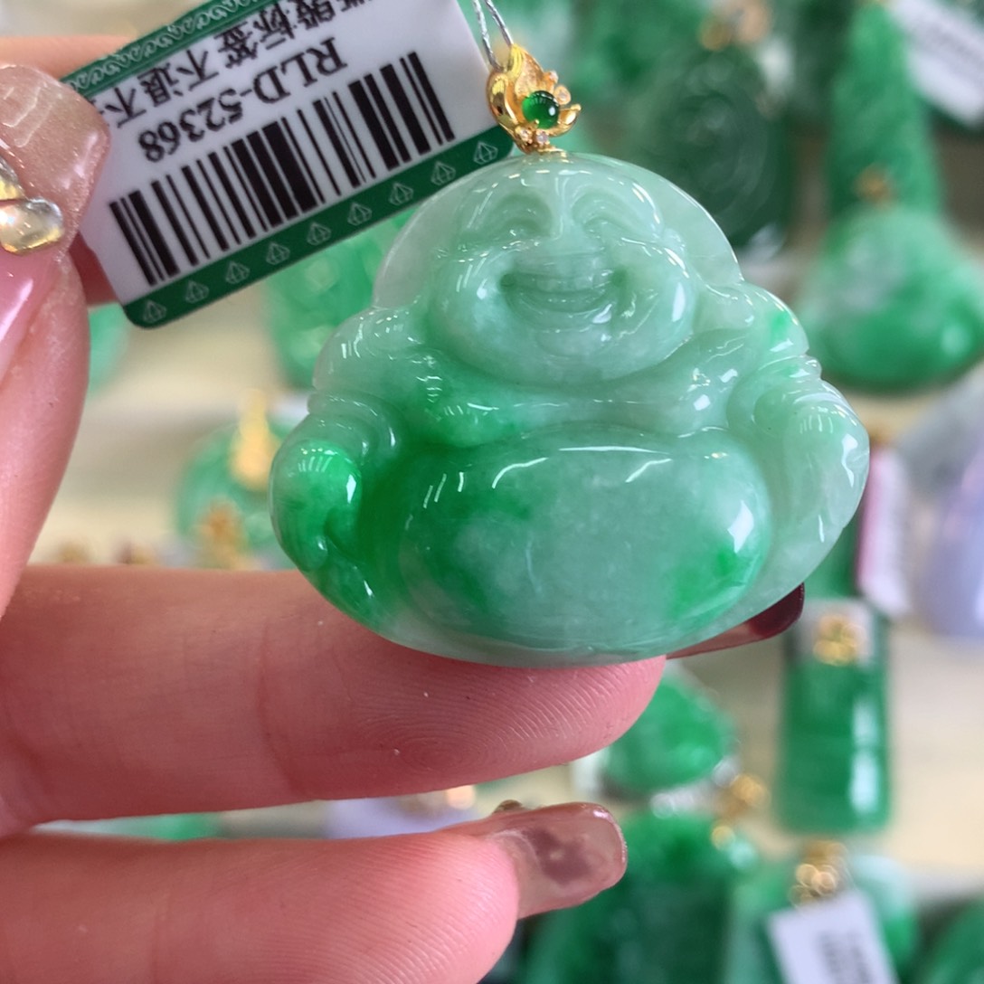 翡翠吊坠(不含链)18K金镶嵌