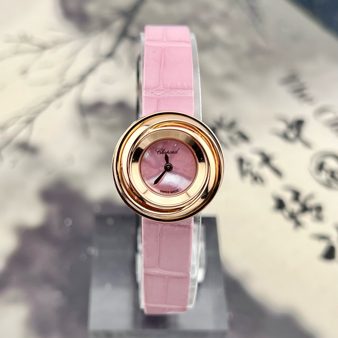 99新 Chopard/萧邦 单表 23.5mm 124413-5001 石英 玫瑰金 粉贝