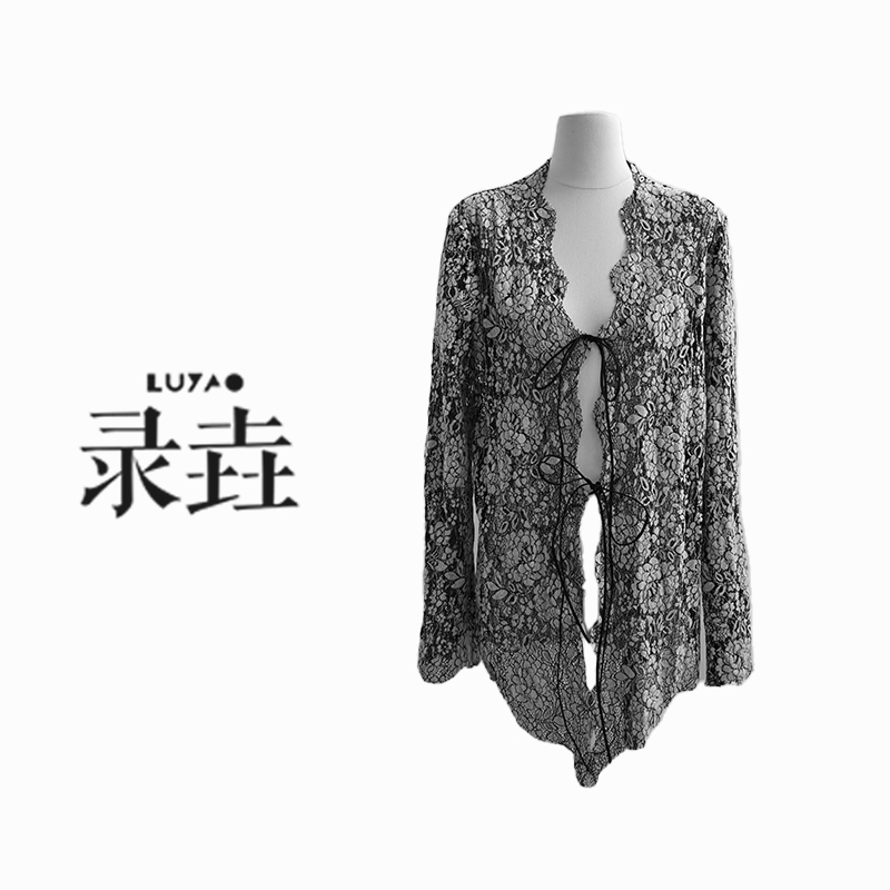 【LUYAO.录垚原创】蕾丝雏菊，镂空钩花系带上衣气质长袖轻奢时尚