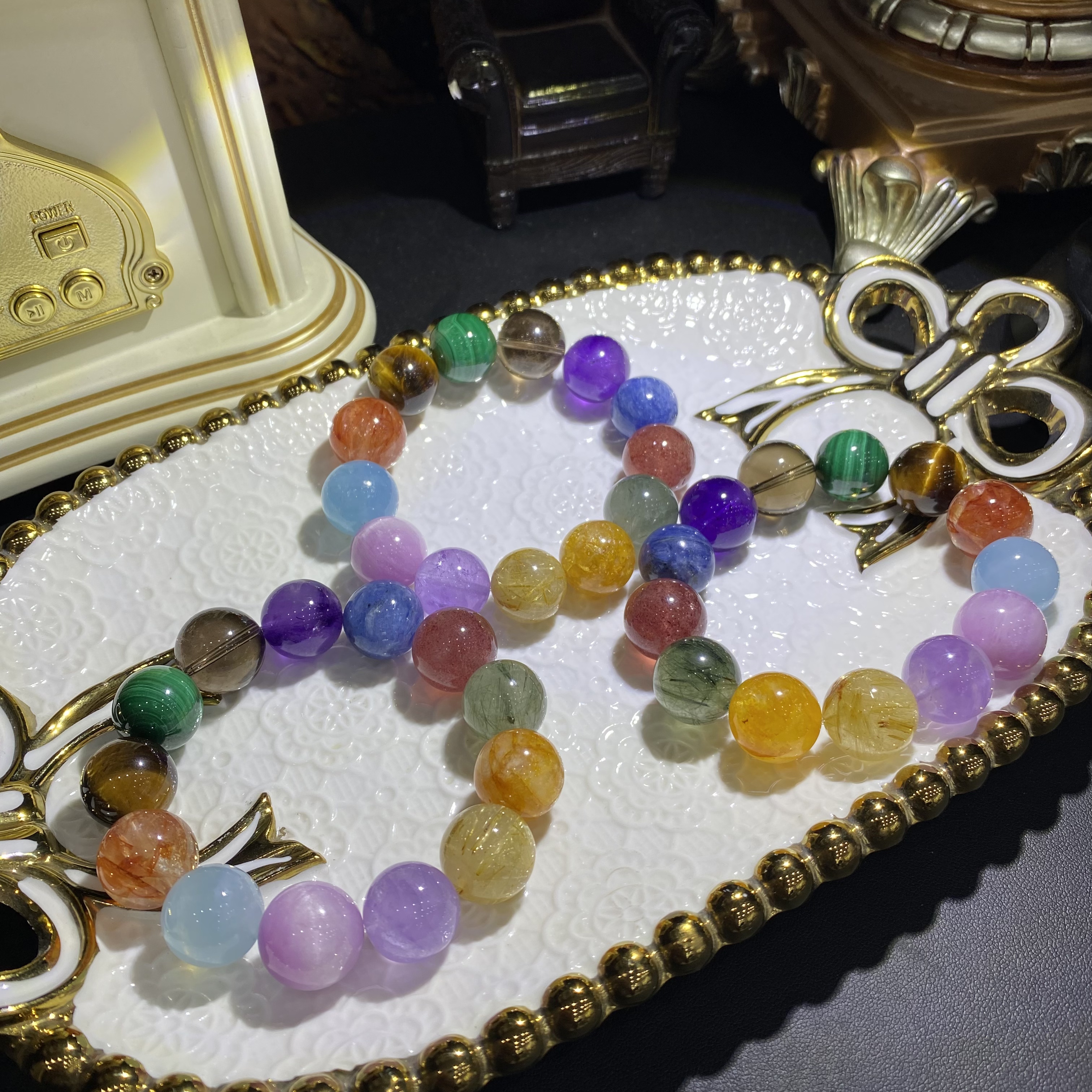 X896-高阶老矿大满贯天然水晶多宝手串单圈设计款-多样性发其一