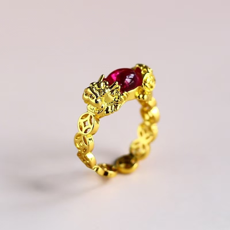 【壹壹专属】时尚精美高端轻奢培育红宝石貔貅合金戒指【CM12012】