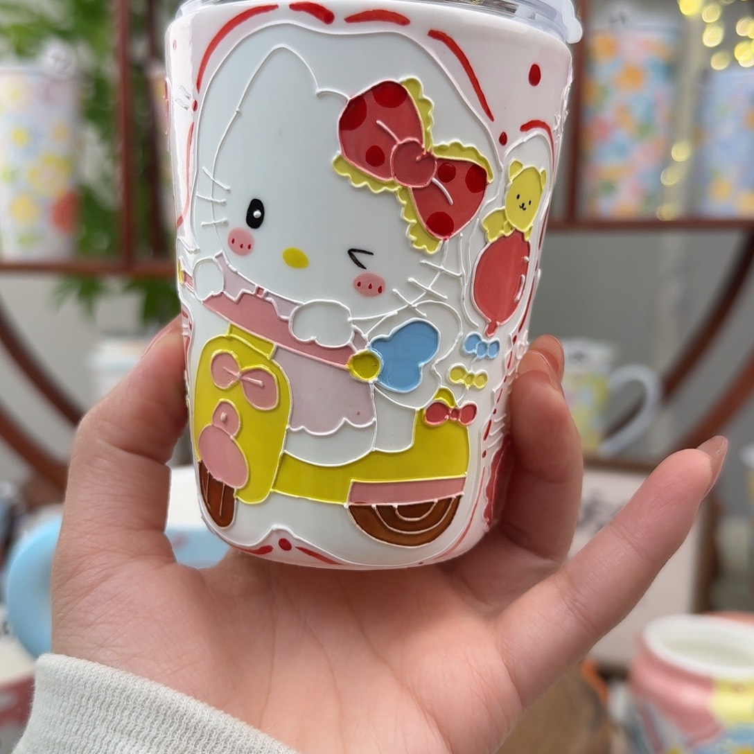 摆件陶景德镇手绘高温釉下彩玉泥