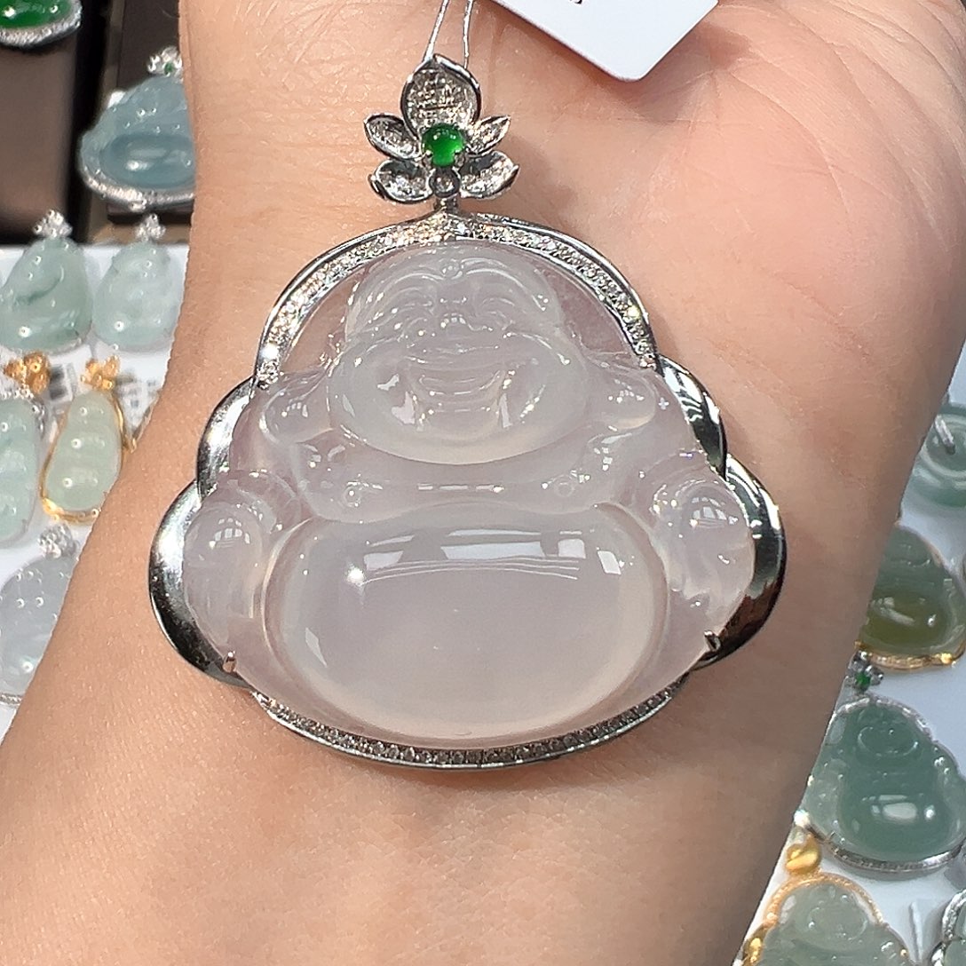 翡翠18K金镶嵌吊坠(不含链)佛公