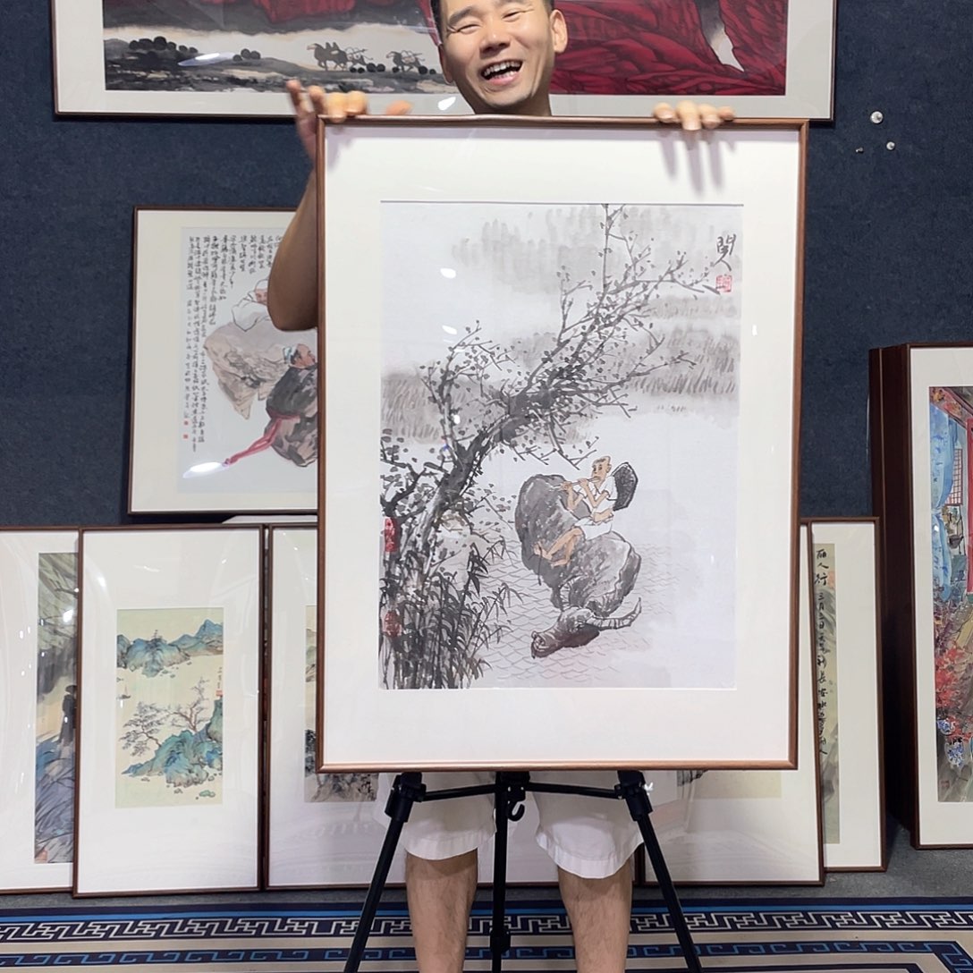 国画手绘画作品带框60/80