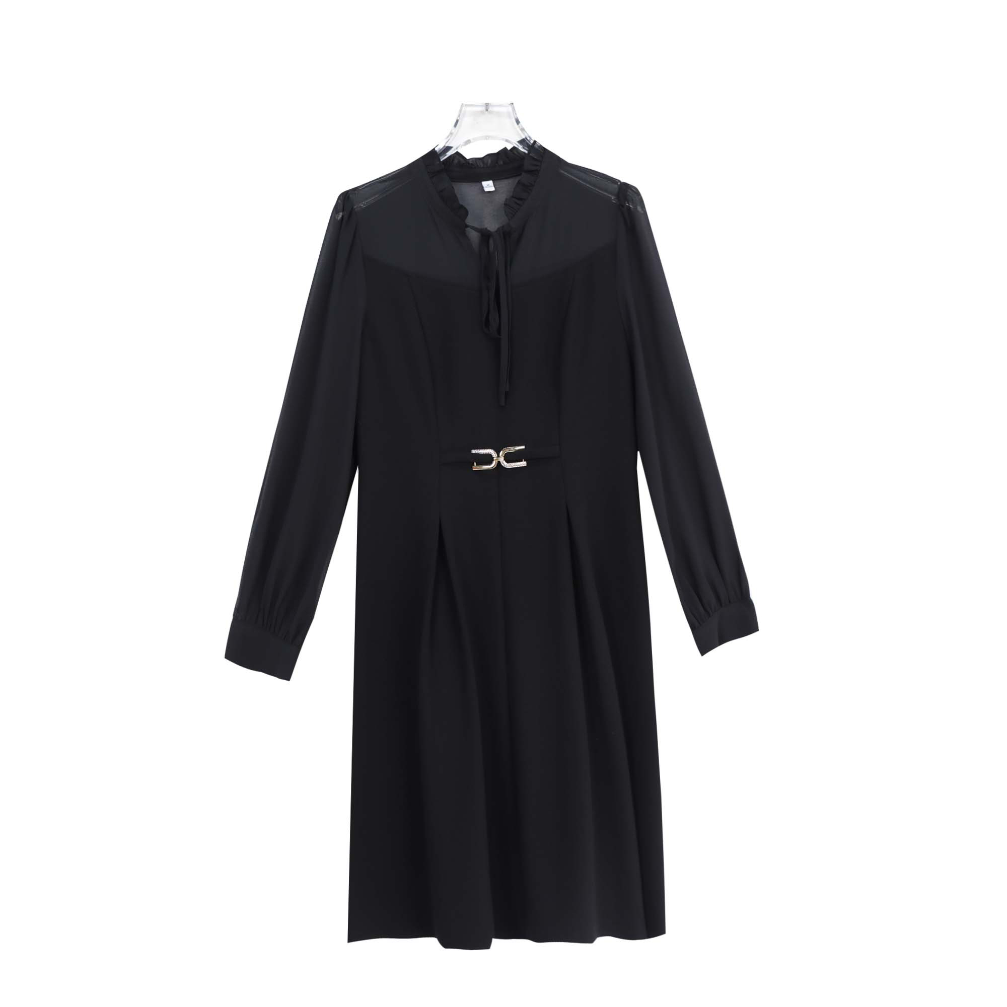 高级感气质名媛假两件长袖收腰显瘦修身连衣裙S1322