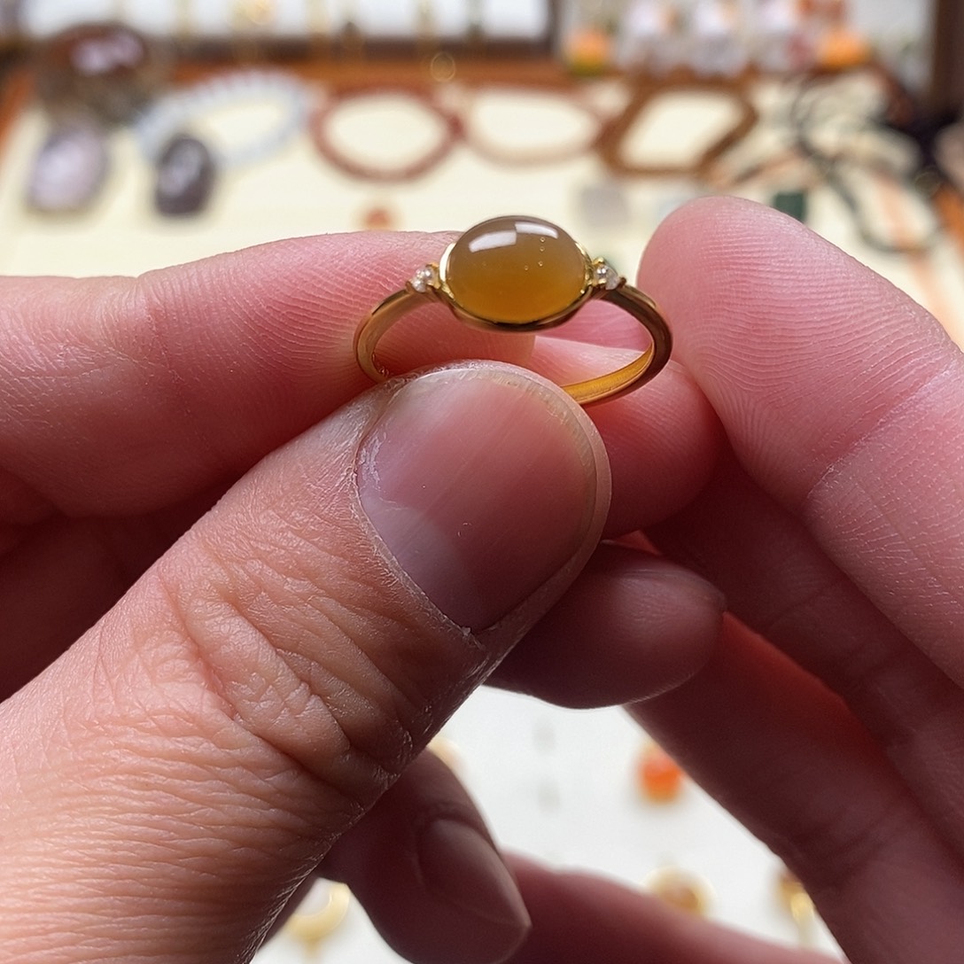 和田玉戒指银S925镶嵌