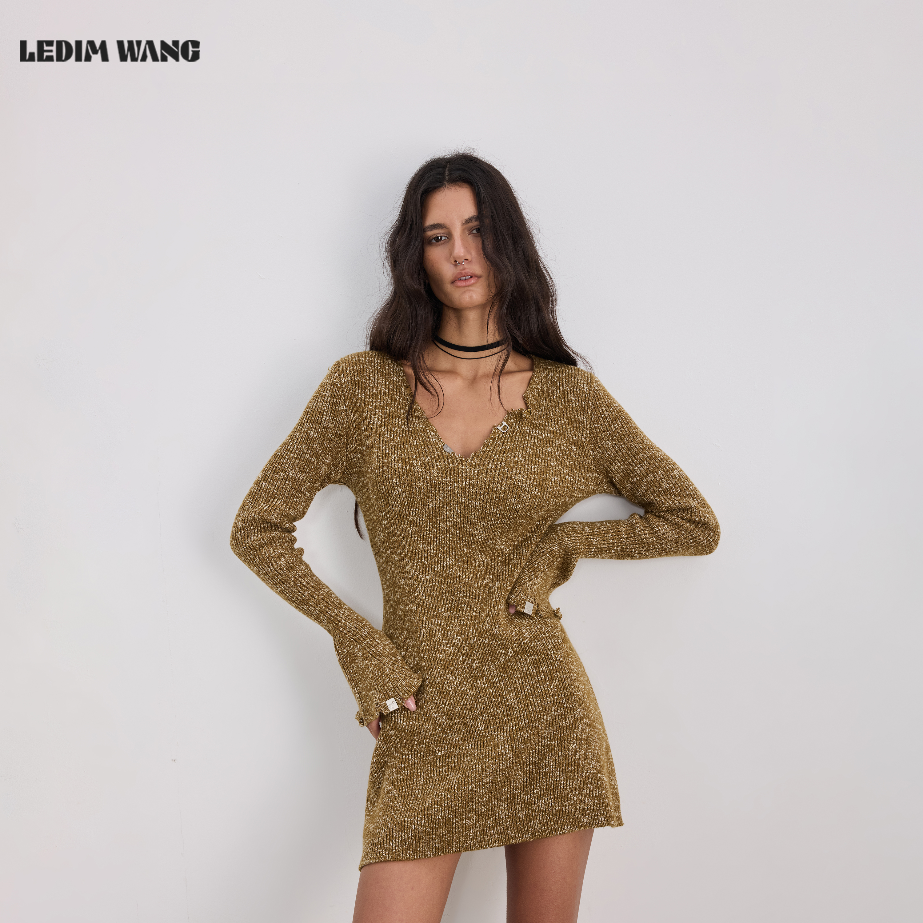 LEDIM WANG甜酷混色针织连衣裙